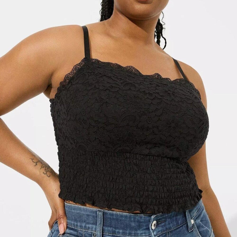 Torrid Lace Square Neck Smocked Crop Top Size 3 NWT
